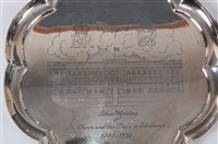 Lot 137 - *A cased silver commemorative tray, of lobed...