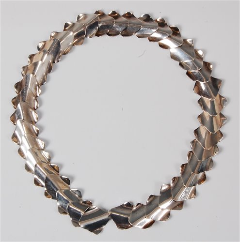 Lot 153 - A 1960s sterling silver fancy-link necklace,...