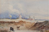 Lot 1402 - *Thomas Lound (1802-1861) - Cattle watering in...