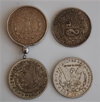 Lot 2035 - Three silver Morgan dollars, 1879 San...