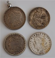 Lot 2035 - Three silver Morgan dollars, 1879 San...