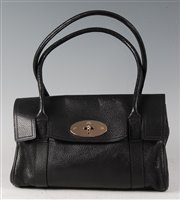 Lot 174 - A Mulberry black leather Bayswater handbag,...
