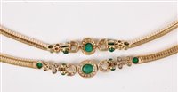 Lot 1214 - An 18ct emerald and diamond necklace and...