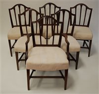 Lot 1590 - A matched set of thirteen Hepplewhite style...