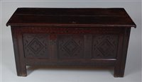 Lot 1574 - *An 18th century joined oak coffer, the...