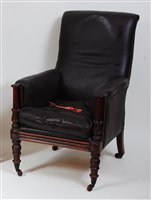 Lot 1602 - A William IV mahogany library armchair, the...