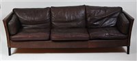Lot 440 - A 1970s Danish chocolate brown leather...