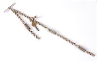 Lot 327 - A white metal fancy link watch chain with...