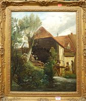 Lot 1023 - Late 19th century school - Watermill scene,...