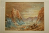 Lot 1024 - 19th century school - A shipwreck on the rocks,...