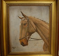 Lot 1034 - M.K. Lucas - Horse study, oil on mill board;...