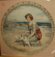 Lot 1044 - W. Hounsom-Byles - Maiden feeding the gulls,...