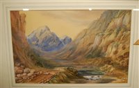 Lot 1046 - 19th century school - Figures in a mountain...