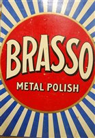 Lot 1047 - A framed woolwork; an advertising print for Nestle's milk and one other for Brasso; and a framed print (4)