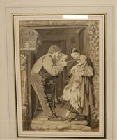 Lot 1052 - James Clark - Family group, pencil, 21.5 x 15cm