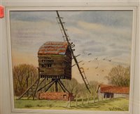 Lot 1065 - A.J. Barnard - Norfolk windmill, watercolour;...