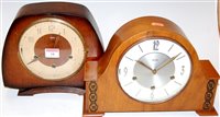 Lot 18 - A 1950s Smiths oak cased mantel clock together...