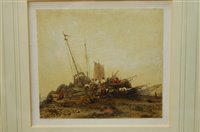 Lot 1099 - A. Priest - Coastal scene with figures and...