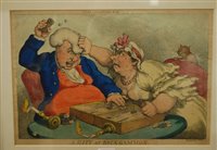 Lot 1129 - After Thomas Rowlandson - A hitt at backgammon,...
