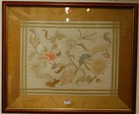 Lot 1144 - A silkwork floral embroidered panel, framed...