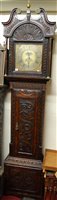 Lot 1150 - Thomas Lister - an antique oak longcase clock,...
