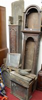 Lot 1151 - Two antique relief carved oak longcase clock...