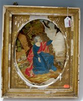 Lot 57 - An early 19th century silk embroidered panel,...