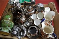 Lot 63 - Two boxes of miscellaneous china, to include...