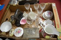 Lot 70 - A box of miscellaneous china and glassware, to...