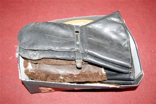 Lot 84 - A pair of black leather motorcycle mittens...