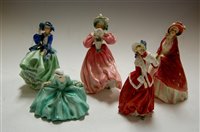 Lot 195 - Five Royal Doulton figurines, Top O' The Hill...