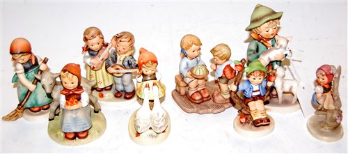 Lot 197 - Eight various Hummel figures, to include Goose...