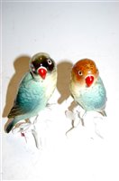 Lot 202 - A pair of Karl Ens porcelain parrots, h.15cm