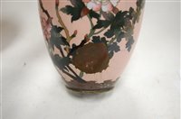 Lot 216 - A pair of Japanese cloisonné enamel vases (one...