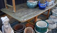 Lot 1174 - A contemporary stained and slatted teak garden...