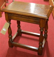 Lot 1258 - A 17th century style joined oak joint stool, w....
