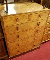 Lot 1259 - An Art Deco birds-eye maple ledgeback chest of...