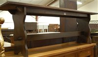 Lot 1290 - A contemporary moulded oak long bench, w.137cm
