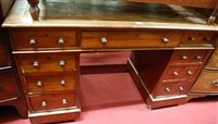Lot 1299 - A mid-Victorian mahogany twin pedestal writing...