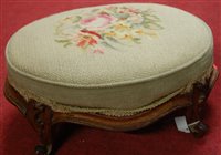 Lot 1307 - A Victorian rosewood and floral tapestry...