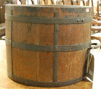 Lot 1345 - A 19th century rustic oak and iron-bound twin...