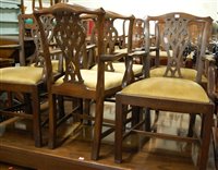 Lot 1337 - A set of six Chippendale style mahogany elbow...