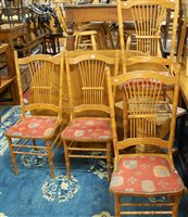 Lot 1367 - A modern oak pedestal dining table; together...