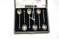 Lot 264 - A set of early 20th century silver coffee bean...