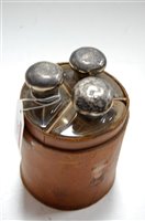 Lot 266 - An Edwardian leather cased three flask hunting...