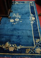 Lot 1210 - A Chinese Superwash blue ground rug (a/f), 153...