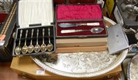 Lot 287 - An oak cased canteen of mixed silver plated...