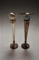 Lot 278 - A pair of modern silver trumpet shaped spill...