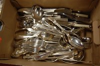 Lot 283 - A box of assorted loose silver plated flat...