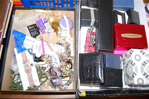 Lot 312 - Two boxes of miscellaneous costume jewellery...